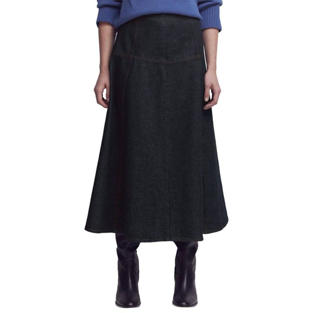 Boden Womens  Paneled Detail Denim Skirt, Blue